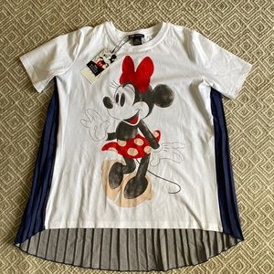 ZARA DISNEY MINNIE MOUSE SPLIT T-SHIRT WITH CONTRAST ACCORDION PLEAT BACK